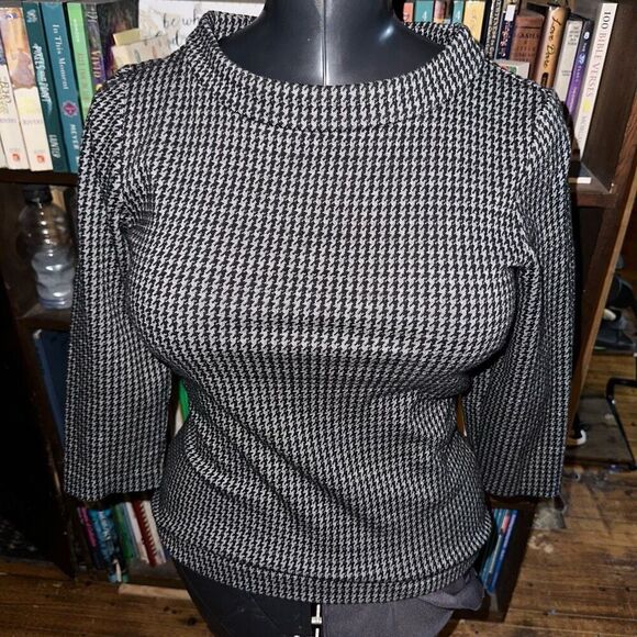 Boden herringbone high neck knit royalcore Parisian top - Picture 1 of 3